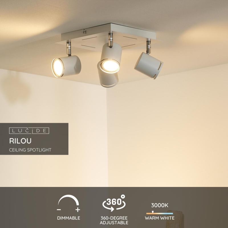 Lucide RILOU - Stropné bodové svietidlo - LED Dim. - GU10 - 4x5W 3000K - Biela